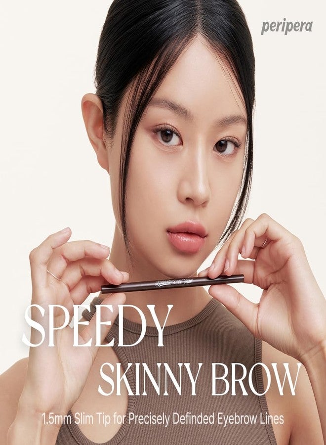 PERIPERA Speedy Skinny Brow (02 Dark Brown), 1.5mm Precise Eyebrow Pencil, Dual-Sided Fine Tip Shades, Define Fills Brow Make up - Image 2