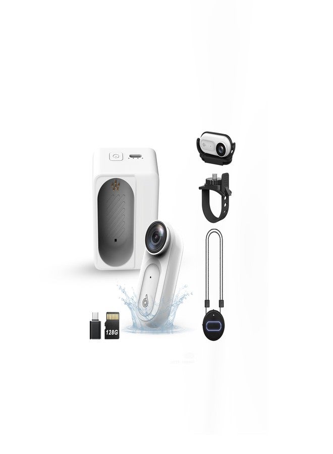 Catchallway Mini Body Camera Action Cam with Auido & Video Recording - 64G IPX7 Waterproof Thumb Size Hands Free Body Worn Cameras - Wearable Portable Camcorder for Work Travel Pet Walk Vlog(White) - Image 1
