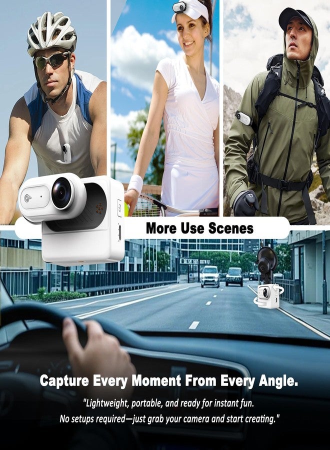 Catchallway Mini Body Camera Action Cam with Auido & Video Recording - 64G IPX7 Waterproof Thumb Size Hands Free Body Worn Cameras - Wearable Portable Camcorder for Work Travel Pet Walk Vlog(White) - Image 4