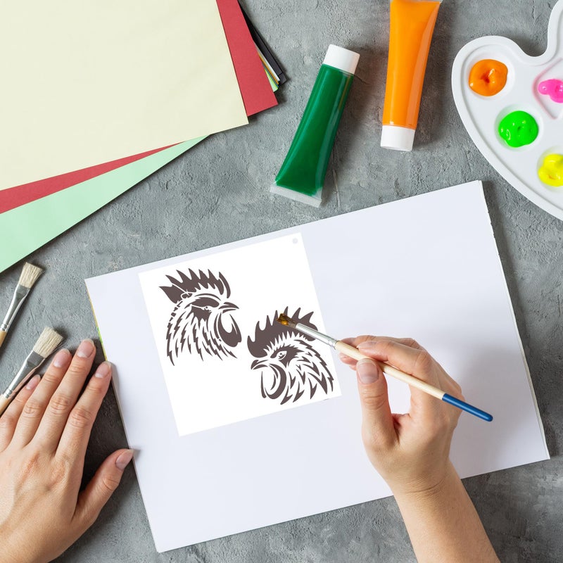 Keluna Farmhouse Chicken Stencils - 15 Pcs Farm Stencil Set for Wood Crafts, Farmhouse Chicken Rooster Stencil - Image 5