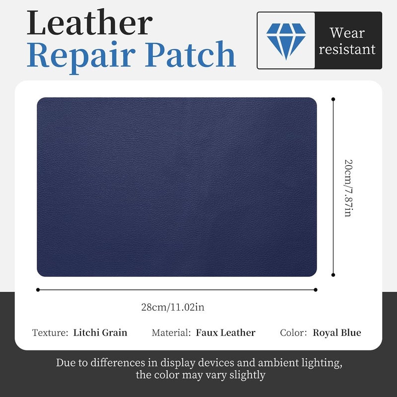 Fadoub Leather Repair Patch Tape Self-Adhesive, 8x11In Heavy Duty Vinyl Patch, Leather Repair Kit for Furniture, Sofa, Couch, Office Chair, Car Seat, Car Interior(Blue) - Image 2