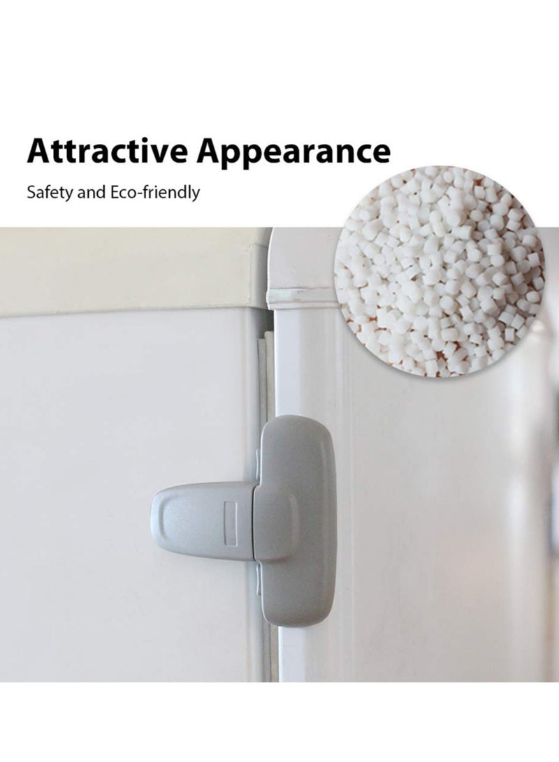 SYOSI 2 PCS Home Fridge Freezer Door Lock, KASTWAVE Latch Catch Toddler Kids Child Refrigerator Cabinet Locks Baby Safety Child Lock Easy to Install and Use 3M Adhesive no Tools Need or Drill (Grey) - Image 3