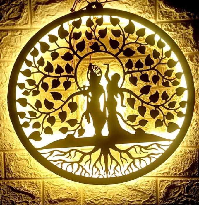RADHE KRISHNA LED WALL ART MDF WALL HANGING WOODEN RADHE KRISHNA HANGING WALL DECOR ART STYLISH HOME DECORATION ITEMS FOR LIVING ROOM 12X12