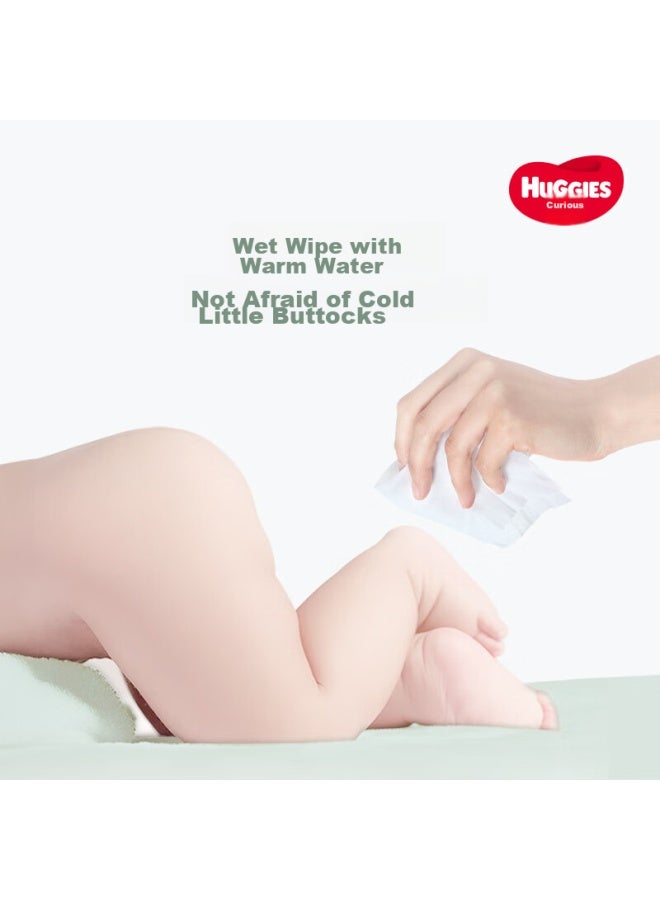 HUGGIES Haoqi Xiaosenlin 80 Sheets 12 Packs Baby Cotton Soft Wipes, Wet And Dry Use, Extra Large And Thick, Plant Fiber, Family Pack - Image 2