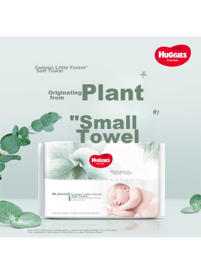 HUGGIES Haoqi Xiaosenlin 80 Sheets 12 Packs Baby Cotton Soft Wipes, Wet And Dry Use, Extra Large And Thick, Plant Fiber, Family Pack - Image 4