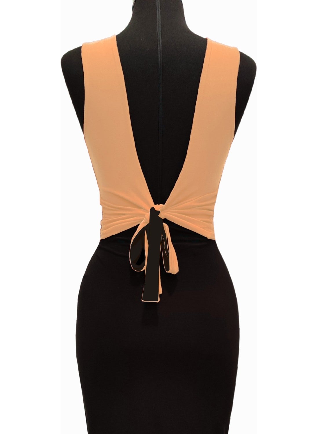 Due Stelle Double Sided Back Tie Crop Beige - Black  - Image 1
