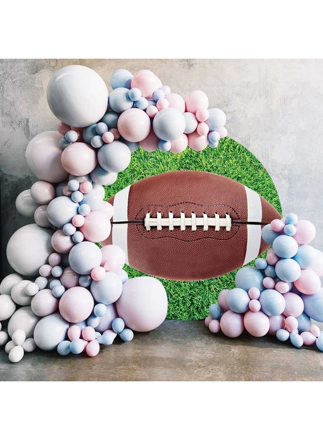 Laeacco 6.5x6.5ft American Football Round Backdrop Sports Theme Birthday Round Backdrop Cover Green Grass Sports Area American Football Match Party Circle Background Cover for Boy's Birthday Portrait - Image 2