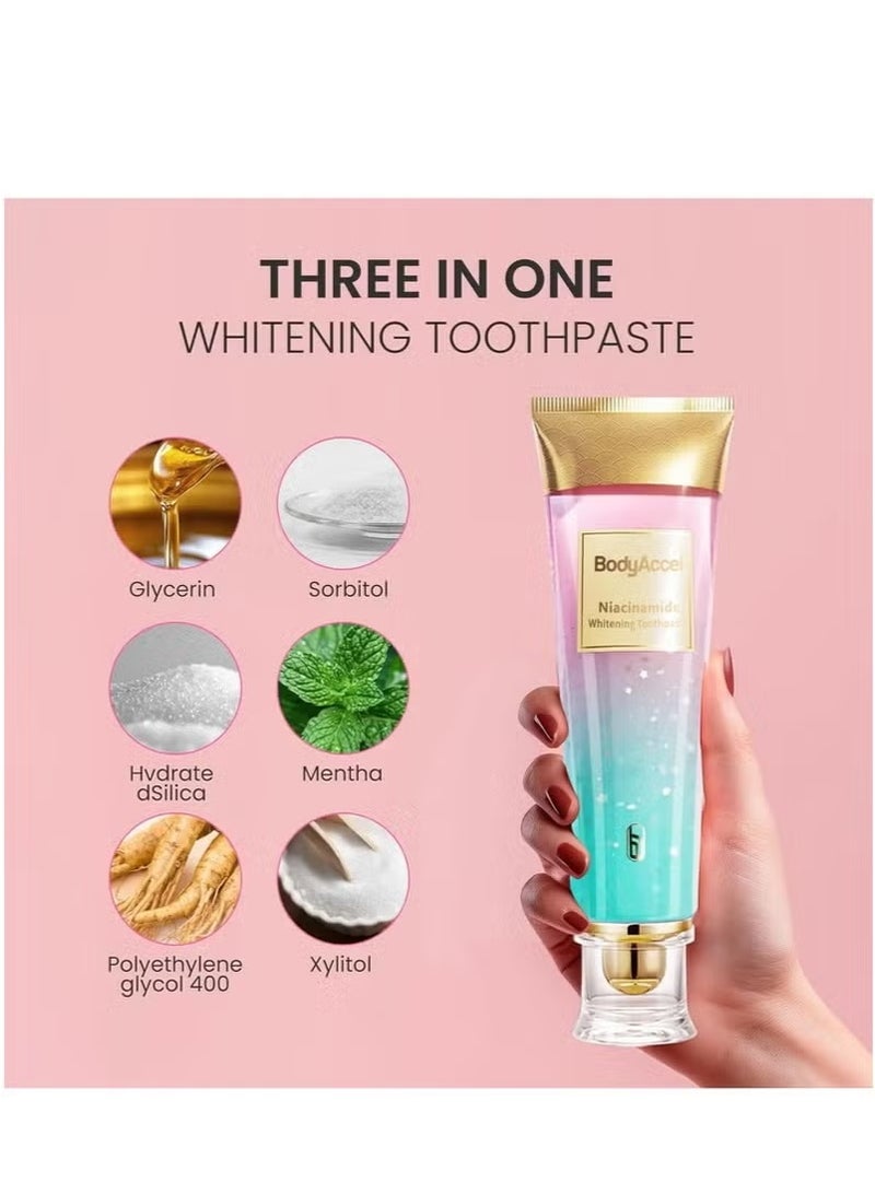 BodyAccel Niacinamide Whitening Toothpaste – BodyAccel Natural Whitening Toothpaste with Niacinamide, Gentle Formula for Brighter Teeth & Fresh Breath 100g  - Image 5