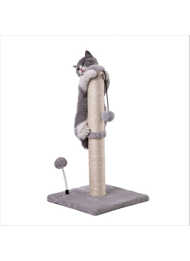 MECOOL MECOOL Cat Scratching Post Premium Basics Kitten Scratcher Sisal Scratch Posts with Hanging Ball 22" for Kittens or Smaller Cats (22 inches for Kitten, Gray)  - Image 1