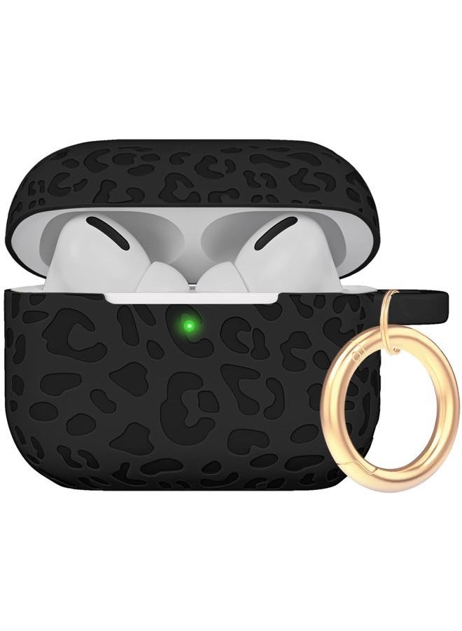 Gawnock Fashion Engraving Leopard Case Compatible with AirPods Pro 2 Case Cover 2022/,Soft Silicone Compatible with AirPods Pro 2nd Generation Case,Front LED Visible, Black - Image 1