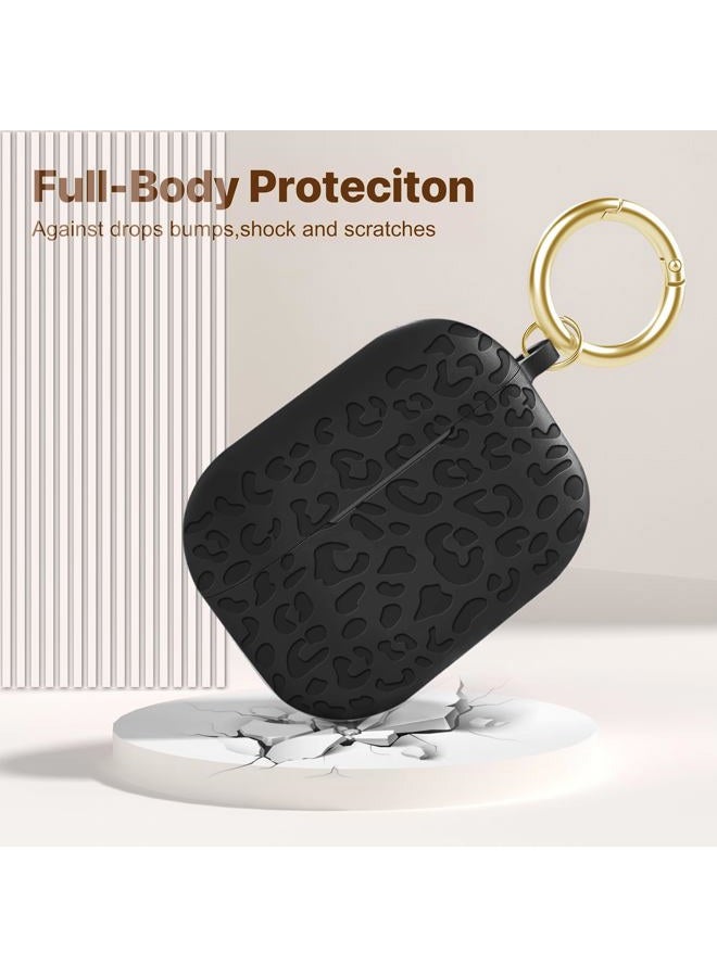 Gawnock Fashion Engraving Leopard Case Compatible with AirPods Pro 2 Case Cover 2022/,Soft Silicone Compatible with AirPods Pro 2nd Generation Case,Front LED Visible, Black - Image 4
