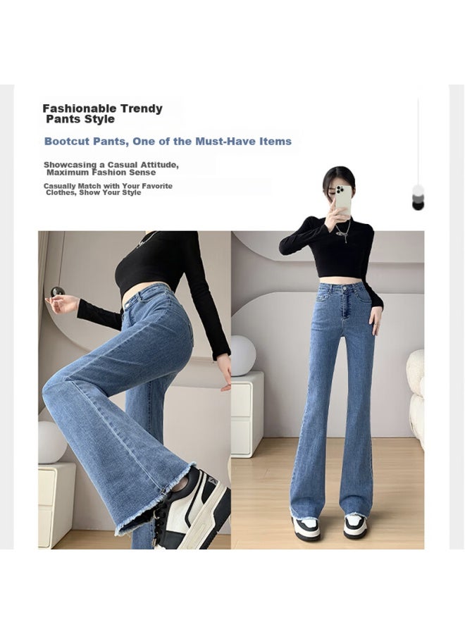 Yishangmei Micro Flare Jeans For Women, Spring And Autumn New High-waisted Slim-fit Harem Pants, Flared Trousers For Pee Women - Image 3