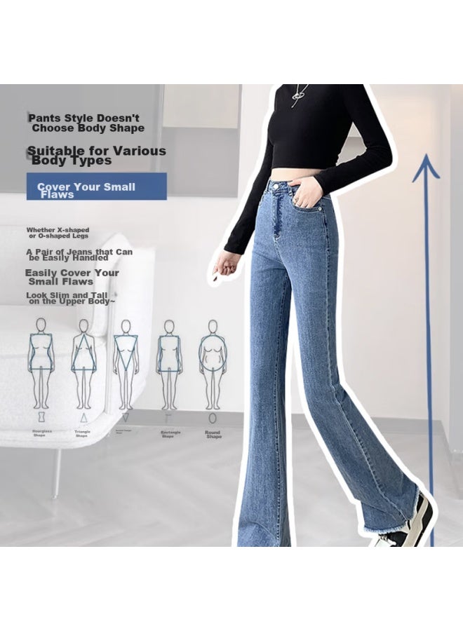 Yishangmei Micro Flare Jeans For Women, Spring And Autumn New High-waisted Slim-fit Harem Pants, Flared Trousers For Pee Women - Image 4