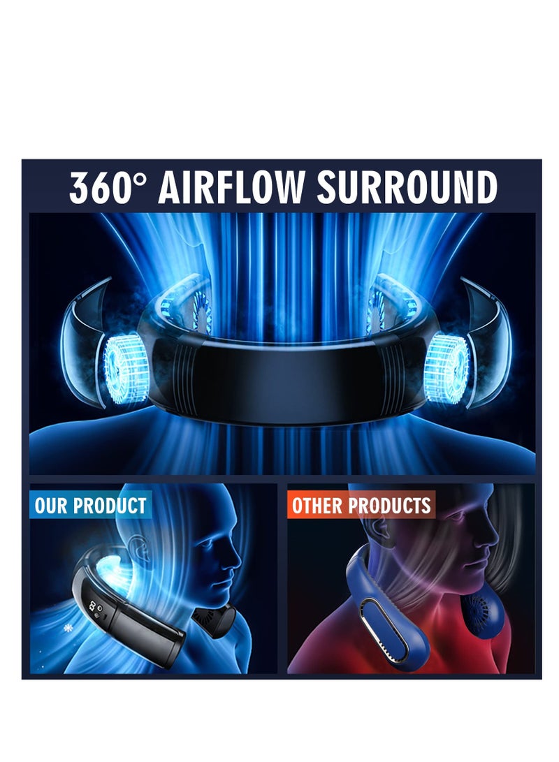 Rechargeable Bladeless Neck Fan with 360 Cooling Airflow and 5 Speeds, Hands-Free Design for Travel and Indoor Use  - Image 3
