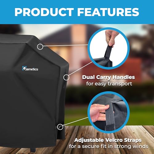 Garnetics Grill Cover for Outdoor Grill, BBQ Grill Covers for Outside, Grill Cover 58 Inch, BBQ Covers Waterproof Heavy Duty Waterproof, Small to Large Durable and Convenient Universal Grill Covers - Image 4