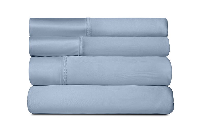 SHEEX  Active Comfort Cooling Sheets Set KingCalifornia King Blue Sky  Moisture Wicking  1 Flat Cooling Sheet 1 Fitted Cooling Sheet 2 Cooling Pillow Covers  Wrinkle Free  Sleep Aid
