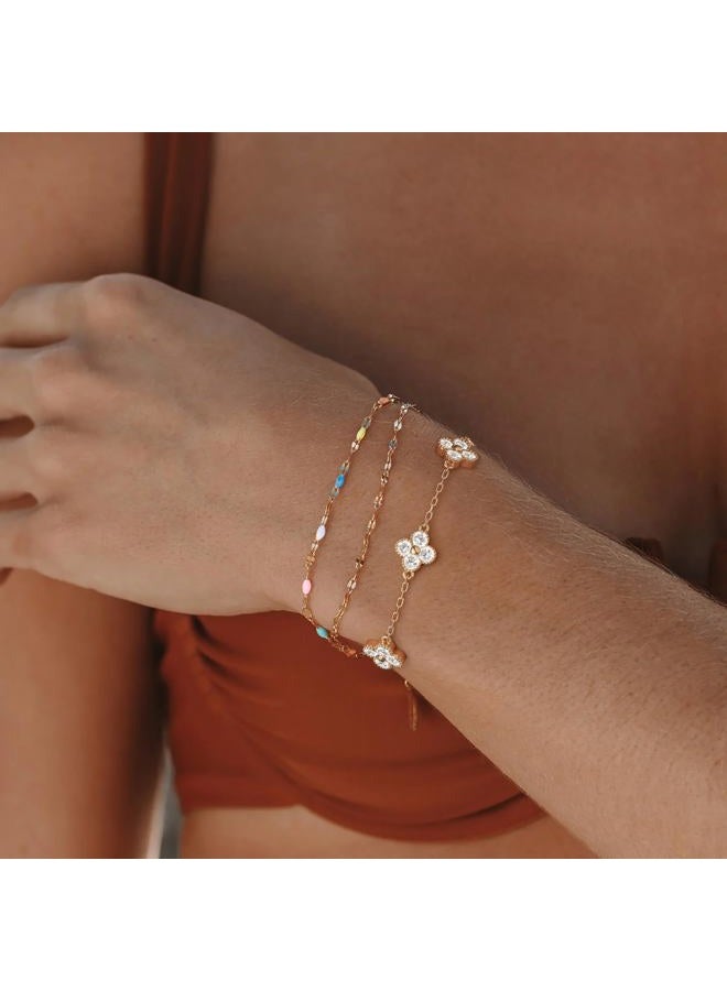 Honsny Gold Birthstone Clover Bracelets for Women Trendy Non Tarnish 14K Gold Plated Flower Dainty Diamond Charm Stackable Bracelets for Women Waterproof Jewelry for Women Best Friend Christmas Gifts - Image 5