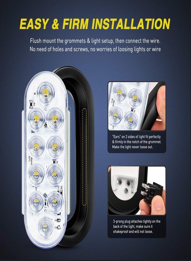 Nilight 6" Oval LED Trailer Tail Lights 10 LED w/Flush Mount Grommets Plugs Stop Turn Tail Reverse Back Up Trailer Lights for RV Truck Jeep (TL-25) - Image 4