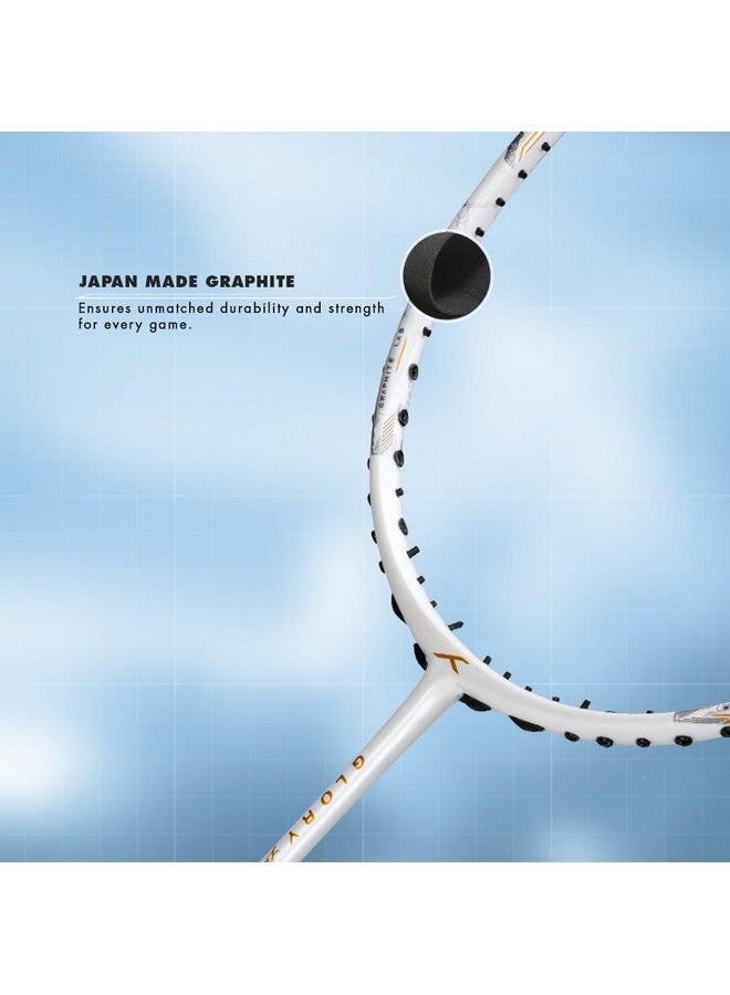 HUNDRED Carbon Fibre Glory Limited Edition Strung Badminton Racket with Full Racket Cover | 78 Grams | Matte Finish | Maximum Tension ? 32 LBS (White) - Image 4