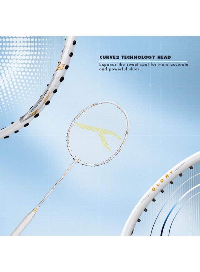 HUNDRED Carbon Fibre Glory Limited Edition Strung Badminton Racket with Full Racket Cover | 78 Grams | Matte Finish | Maximum Tension ? 32 LBS (White) - Image 3