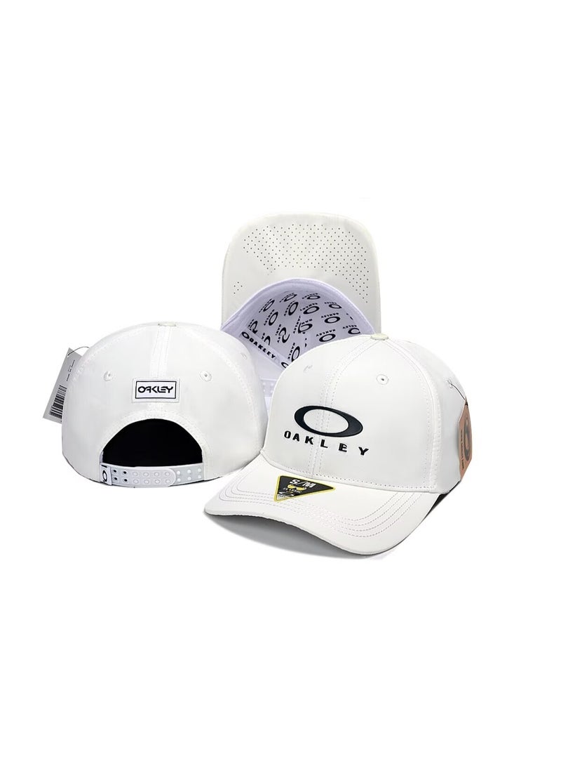 OAKLEY قبعة بيسبول أوكلي البيضاء القابلة للتنفس لحماية الشمس في الهواء الطلق، قبعة شاحنة