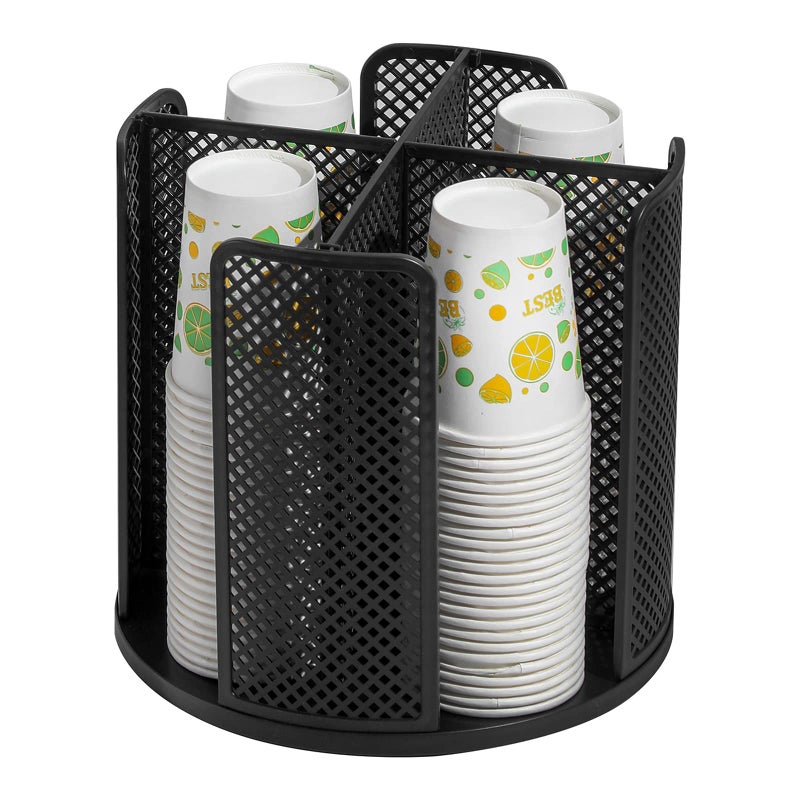 Heagoale Heagoale Paper Cup and Lid Holder Plastic Cup Storage Organizer Coffee Cup Dispenser for Countertop Breakroom Bathroom Coffee Station Bar Buffet Kitchen Cabinet  Black