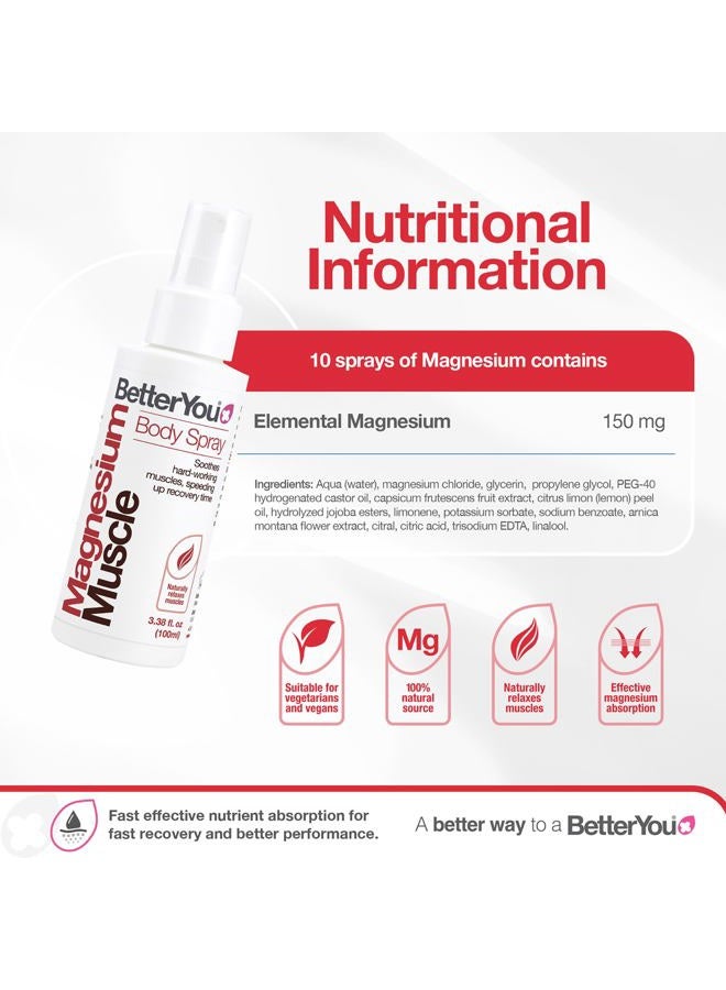 BetterYou Magnesium Muscle Body Spray by BetterYou for Unisex - 3.38 oz Body Spray - Image 3