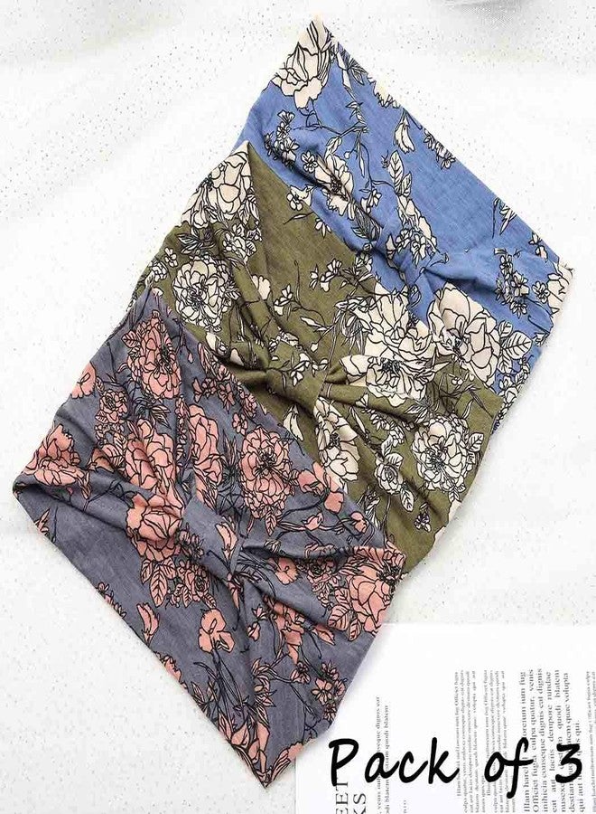 أسورنا أطواق شعر Aceorna Boho Bandeau، ربطة شعر عريضة، ربطة شعر توربان مطاطية، إكسسوارات شعر عصرية للنساء، 3 قطع (بوهو) - Image 2