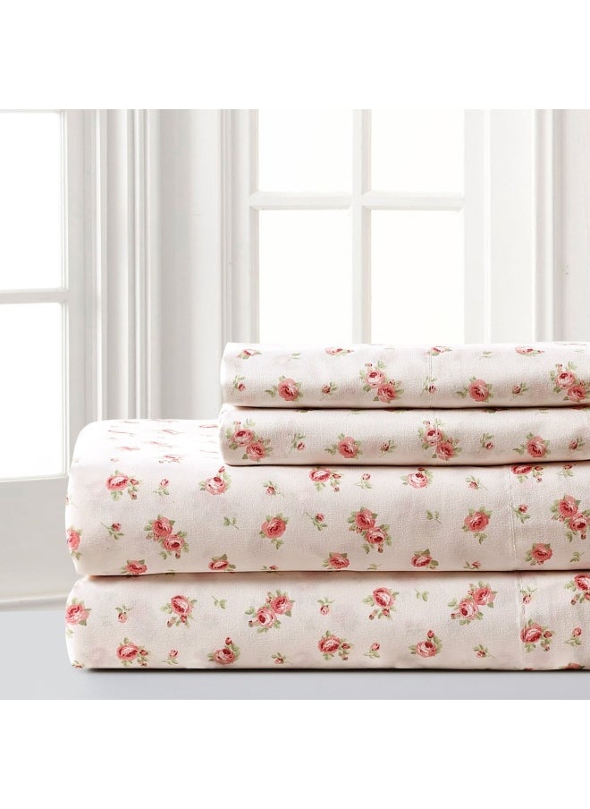 Modern Threads Soft Microfiber Rose Printed Sheets Luxurious Microfiber Bed Sheets Includes Flat Sheet Fitted Sheet With Deep Pockets And Pillowcases  - Image 1