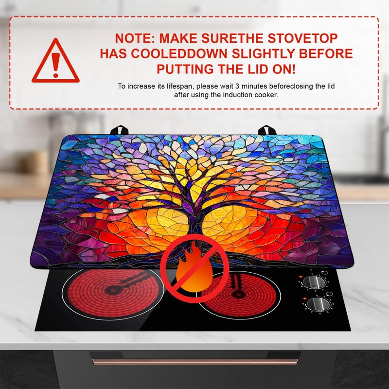 BVBOX Stove Top Cover Retro Flower Gas Stove Top Cover for Home Decoration Kitchen Pad Non-Stick Washable Cooktop Covers Countertop Protector Keep Stove Clean 28"x20" (Tree of Life-2) - Image 3