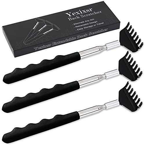 Yexixsr 3 Pack Back Scratcher Extendable Metal Back Scratcher for Men Women Adults, Telescoping Back Massager with Rubber Handles, Christmas Gift Stocking Stuffers - Image 1