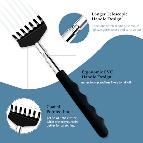 Yexixsr 3 Pack Back Scratcher Extendable Metal Back Scratcher for Men Women Adults, Telescoping Back Massager with Rubber Handles, Christmas Gift Stocking Stuffers - Image 2