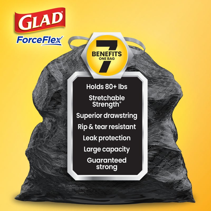 Glad Large 30 Gallon Trash Bags, Lemon Fresh Bleach Heavy Duty Garbage Bags, Forceflex with Drawstring, 50 Count (Packaging May Vary) - Image 2
