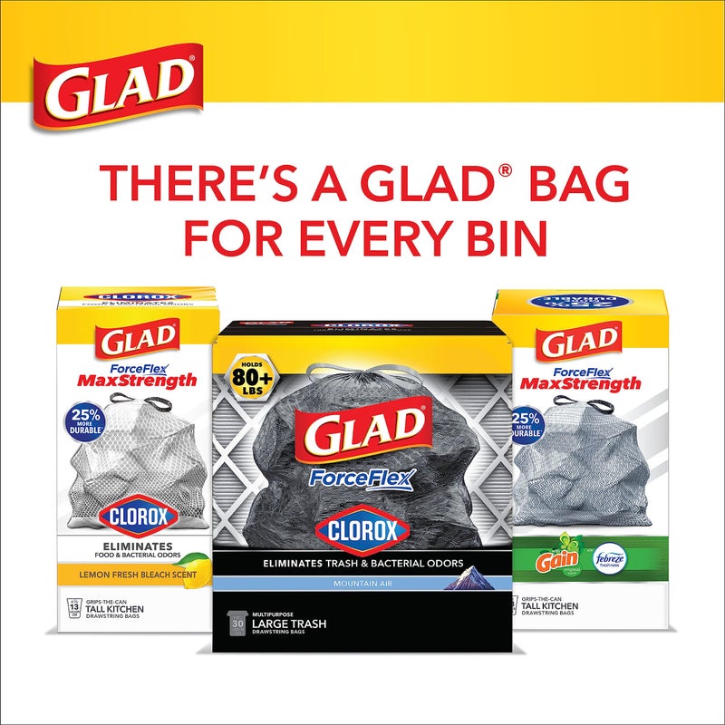 Glad Large 30 Gallon Trash Bags, Lemon Fresh Bleach Heavy Duty Garbage Bags, Forceflex with Drawstring, 50 Count (Packaging May Vary) - Image 5