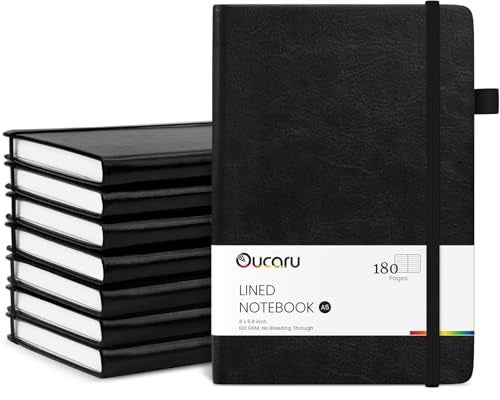 Oucaru Lined Journal Notebook, 8 Pack, 180 Pages, A5 Journals for Writing, 100 GSM Thick Paper, Small Notebooks Daily Journal for Women Men Work, Business, School, Travel Supplies - Image 1