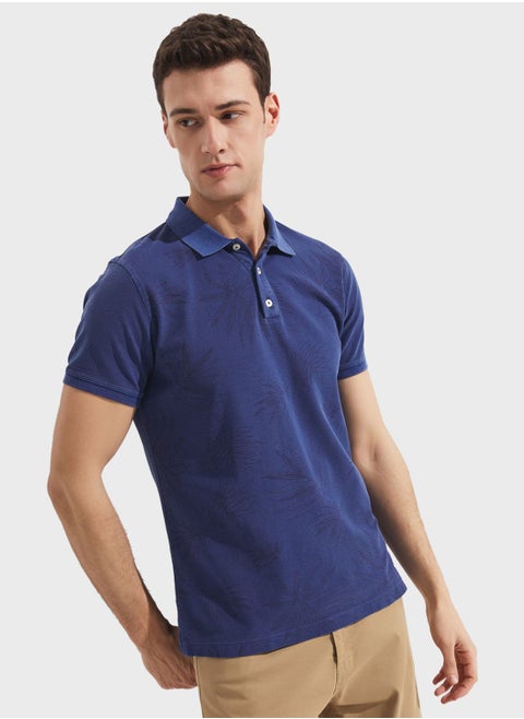 Patterned Slim Fit Polo