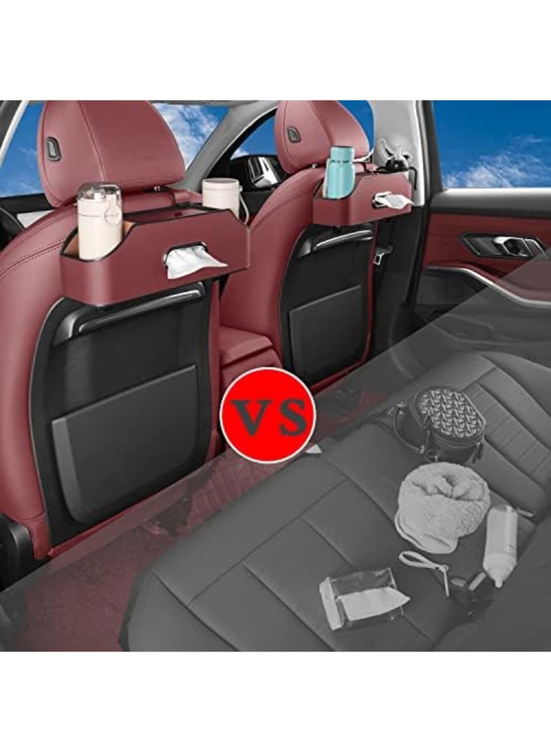 SYOSI Auto Seat Organizer for Kids and Travel - Includes Dual Drink Holders, Tissue Dispenser & Multiple Storage Pockets - Perfect Car Storage Accessory(Red) - Image 3