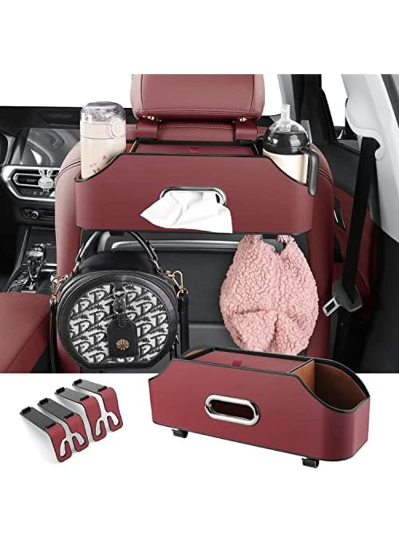 SYOSI Auto Seat Organizer for Kids and Travel - Includes Dual Drink Holders, Tissue Dispenser & Multiple Storage Pockets - Perfect Car Storage Accessory(Red) - Image 1
