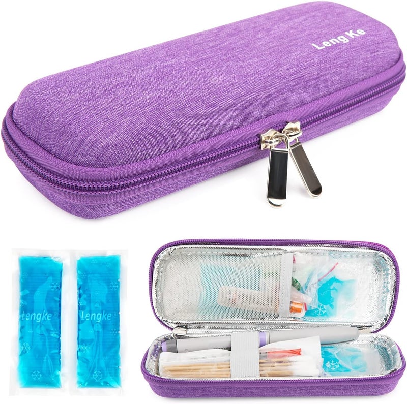 YOUSHARES Insulin Cooler Travel Case with 2 Cooler Ice Packs Small EVA Diabetic Insulated Organizer Portable Cooling Bag for Medication Cooling Insulation Epi Pen Carrying Bag Purple - Image 1
