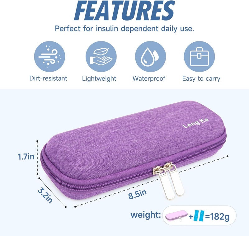 YOUSHARES Insulin Cooler Travel Case with 2 Cooler Ice Packs Small EVA Diabetic Insulated Organizer Portable Cooling Bag for Medication Cooling Insulation Epi Pen Carrying Bag Purple - Image 4