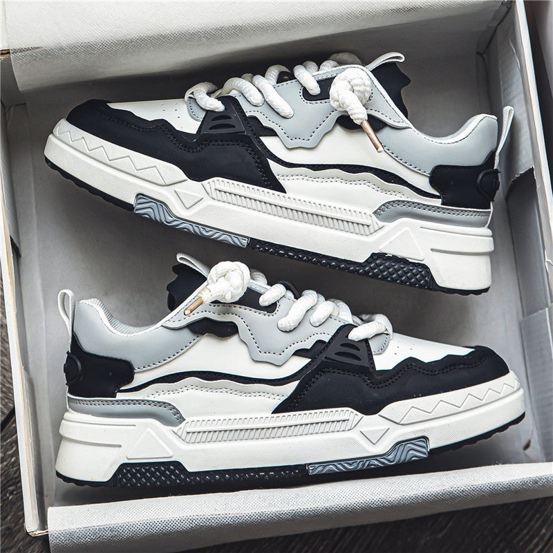 Trendy Chunky Sole Sneakers Casual Mens Shoes AC01 white and black 
