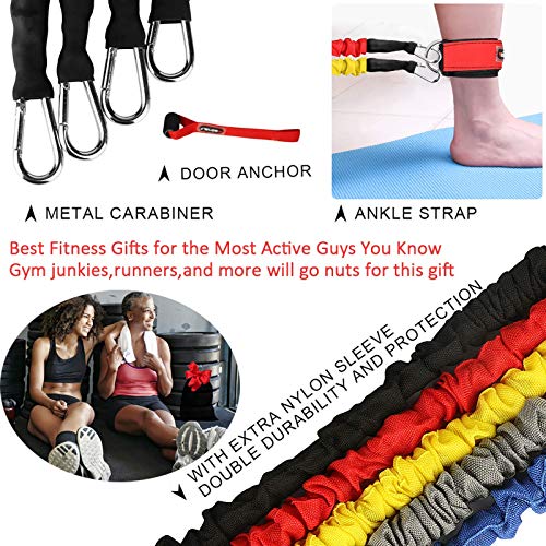 SUPALAK Resistance Bands, 15 Pieces Exercise Elastic Bands Set, 20lbs to 40lbs Resistance Tubes with Heavy Duty Protective Nylon Sleeves Anti-Snap for Fitness SUPALAK - Image 5