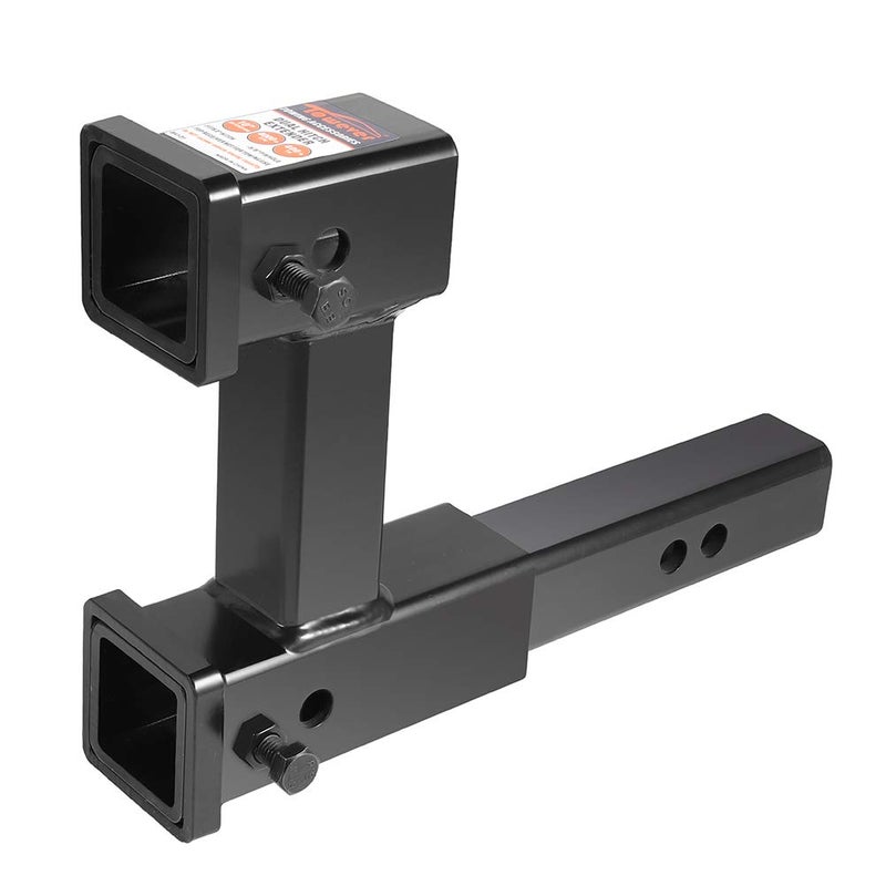 Towever 84131 Towever Trailer 2 inches Dual Hitch Receiver Adapter Extender for Towing and Riser for Bicycle Rack Extra Long Towing Accessories
