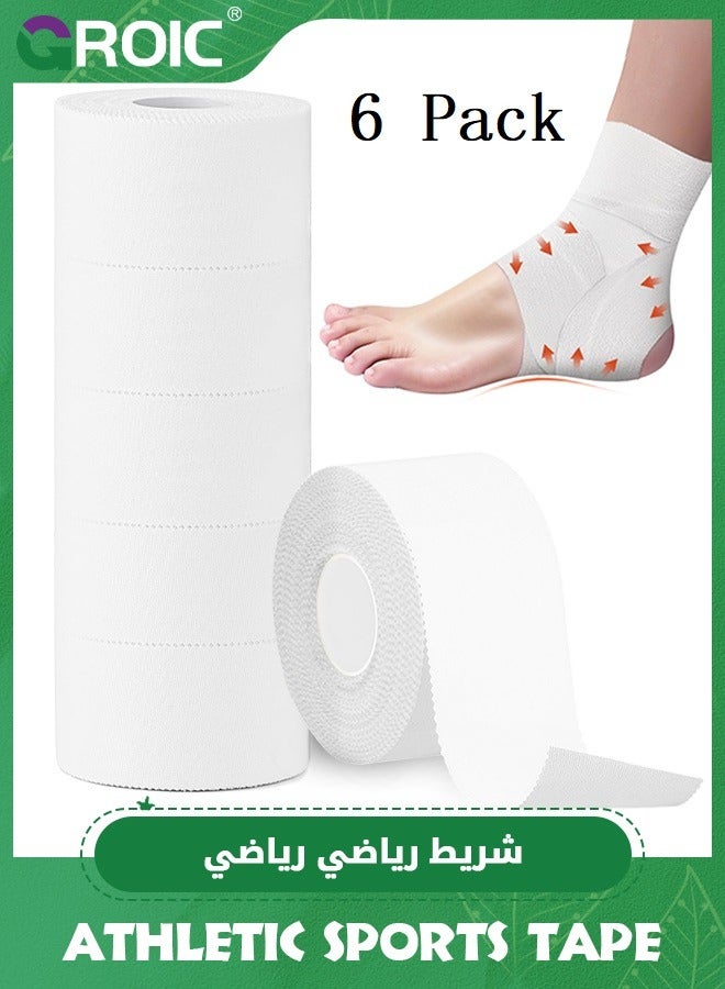 GROIC 6 Pack Athletic Sports Tape, Kinesiology Tape, Athletic & Medical Trainers & First Aid Tape for Injuries, Wrist Ankle Finger Tape, Easy to Tear & No Sticky Residue, 1.5 in X 10 Yards - Image 1