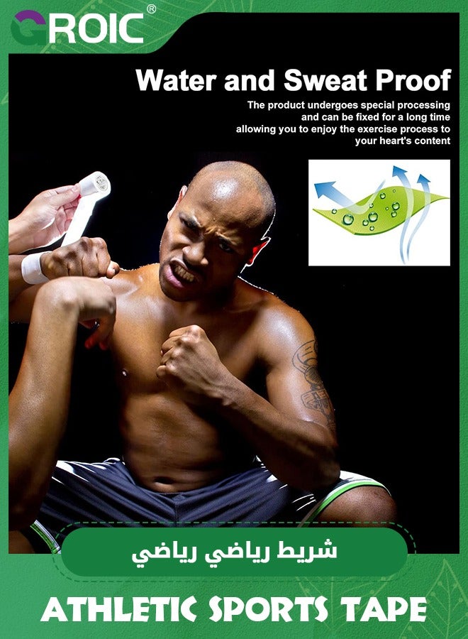 GROIC 6 Pack Athletic Sports Tape, Kinesiology Tape, Athletic & Medical Trainers & First Aid Tape for Injuries, Wrist Ankle Finger Tape, Easy to Tear & No Sticky Residue, 1.5 in X 10 Yards - Image 5