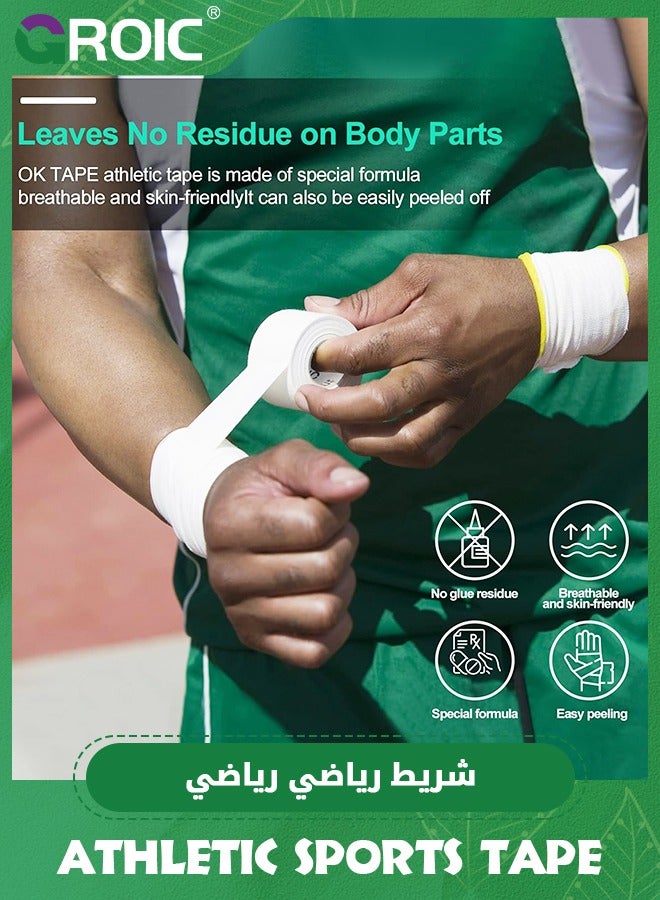 GROIC 6 Pack Athletic Sports Tape, Kinesiology Tape, Athletic & Medical Trainers & First Aid Tape for Injuries, Wrist Ankle Finger Tape, Easy to Tear & No Sticky Residue, 1.5 in X 10 Yards - Image 3