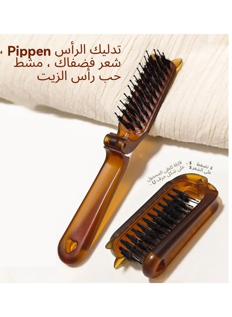 Generic Foldable Bristle Hair Brush - Anti-Static Travel梳子 for Sensitive Scalp, Compact & Portable Design, Gentle Detangling for All Hair Types  - Image 3