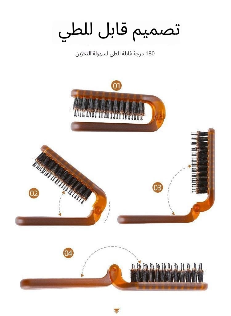 Generic Foldable Bristle Hair Brush - Anti-Static Travel梳子 for Sensitive Scalp, Compact & Portable Design, Gentle Detangling for All Hair Types  - Image 4