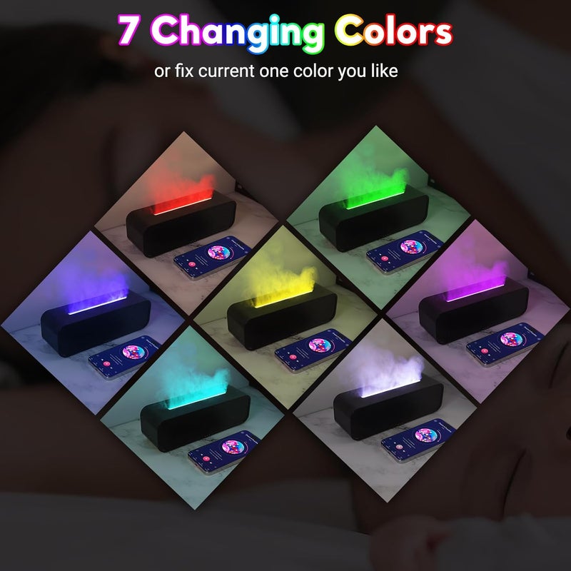 SENMUL Eseential Oil Diffuser, 250ml Flame Oil Diffuser - Aromatherapy Humidifier, Sound Activated Flame Effect, Rainbow Flame, Music Sync, Remote Control - Perfect for Bedroom Home Office Yoga (Black) - Image 3