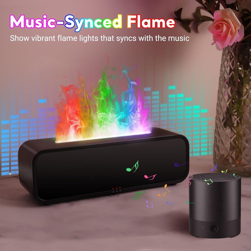SENMUL Eseential Oil Diffuser, 250ml Flame Oil Diffuser - Aromatherapy Humidifier, Sound Activated Flame Effect, Rainbow Flame, Music Sync, Remote Control - Perfect for Bedroom Home Office Yoga (Black) - Image 2